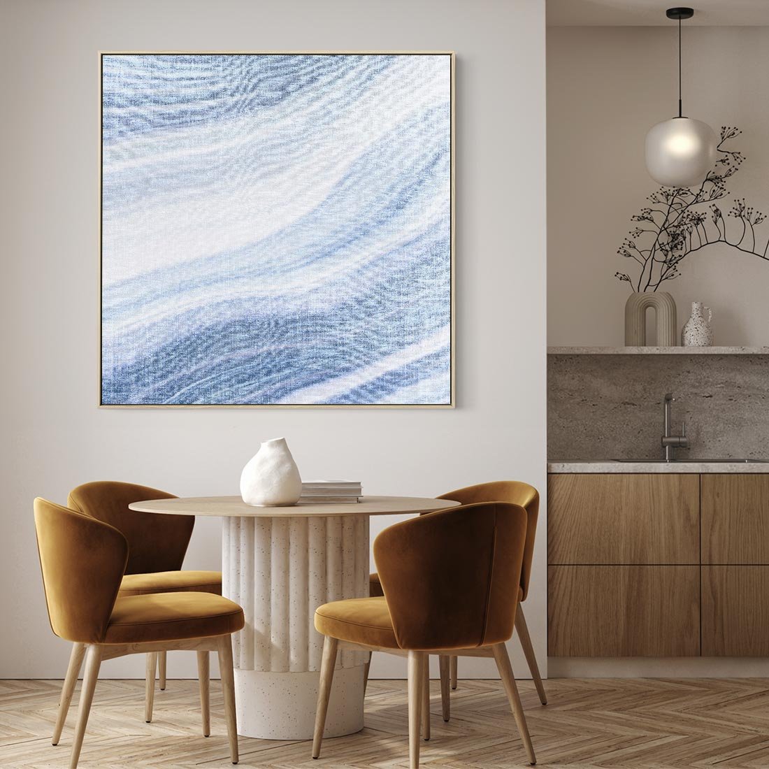 Obraz w ramie 50x50 - Abstrakcyjna akwarela - abstrakcja, akwarela - rama drewno