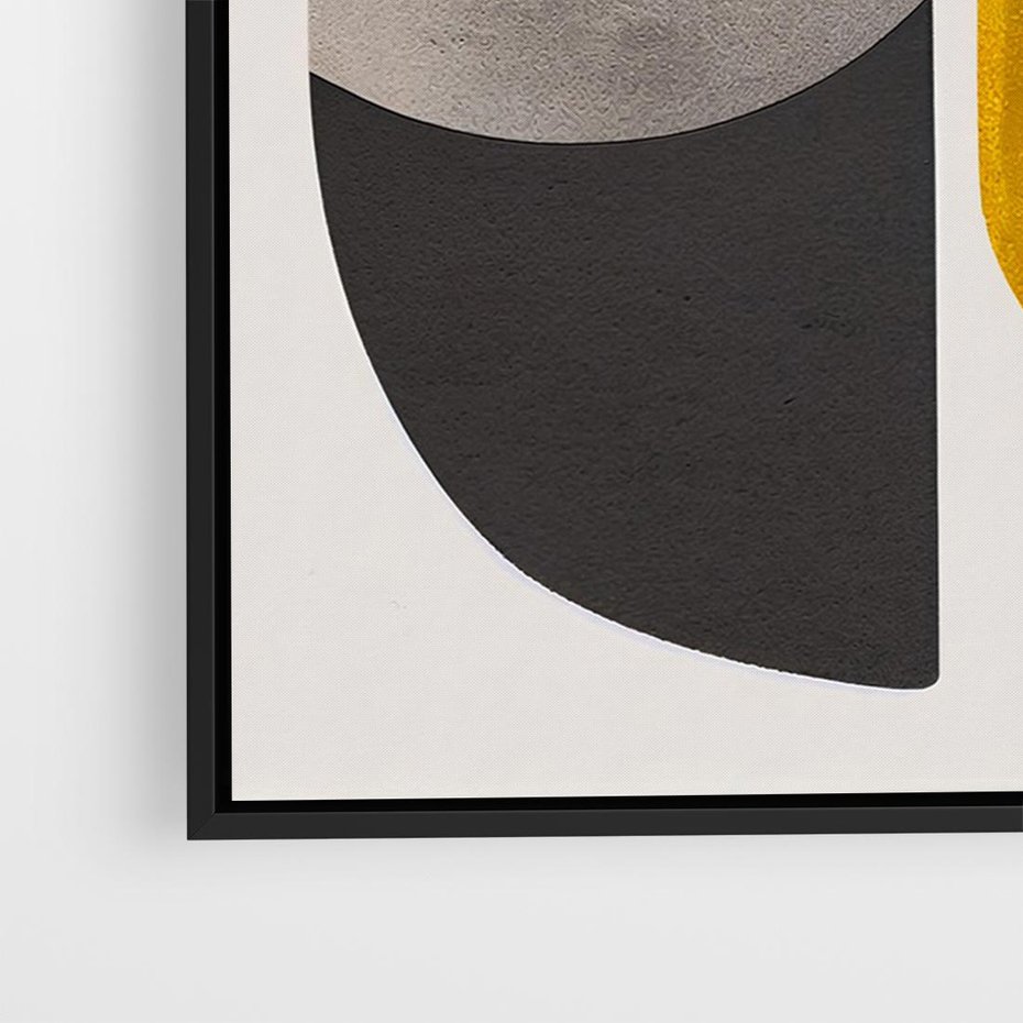 Obraz w ramie 100x70 - Tajemnice sztuki odkryte - geometryczne półkola, kształty - rama czarna