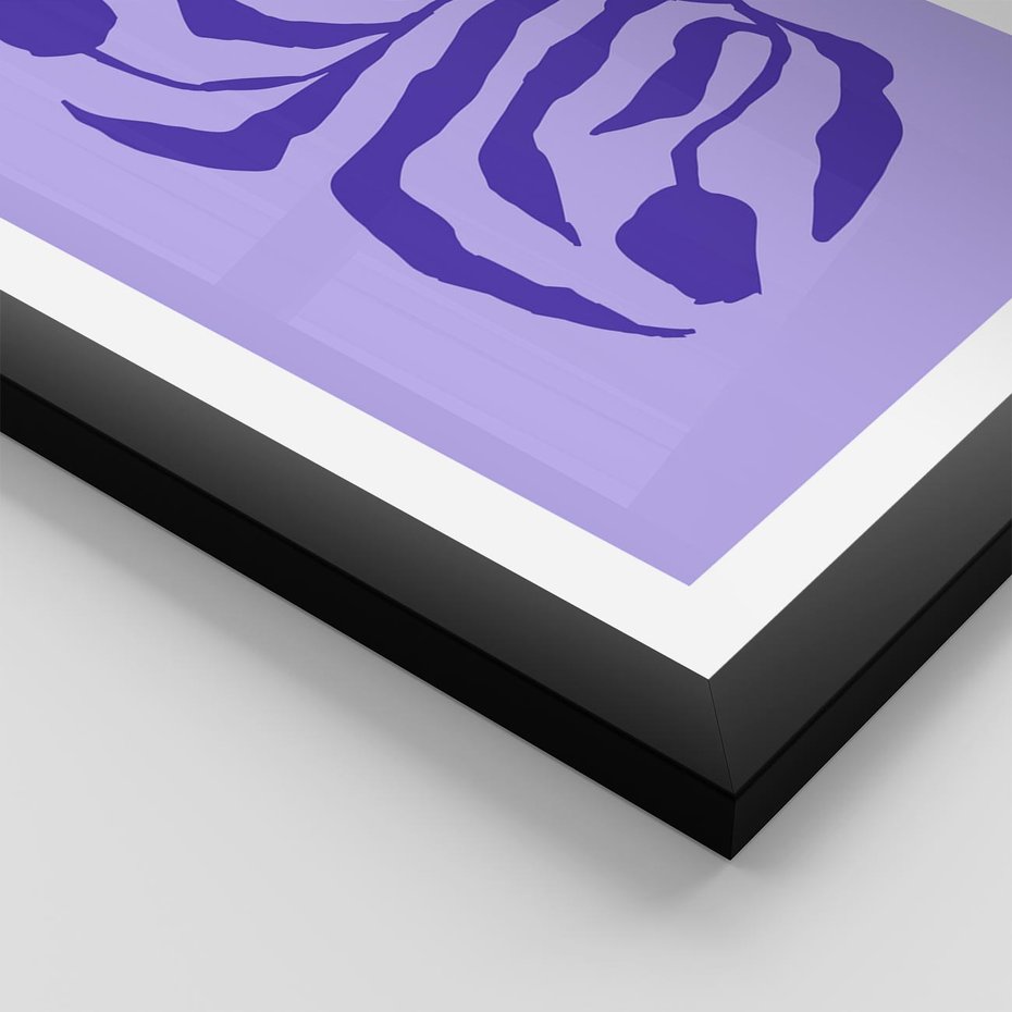 Plakat w ramie 30x40 - Boho Sztuka Wolności - kwiaty, energetyczne fioletowe tło - rama czarna