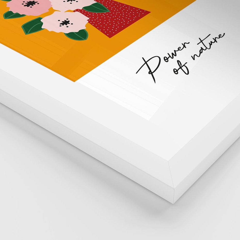 Plakat w ramie 40x50 - Abstrakcyjna Kreska - kwiaty w wazonie, abstrakcja - rama biała