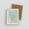 Plakat w ramie 30x40 - Spokojne Objęcia Natury - abstrakcja, zielony szkic - rama drewno