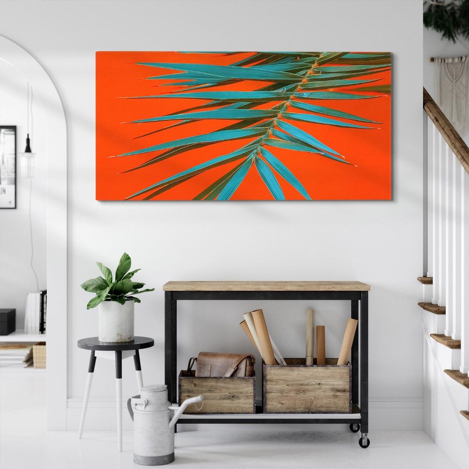 Obraz na płótnie 120x60 - Egzotyczny Urok - liście, palma