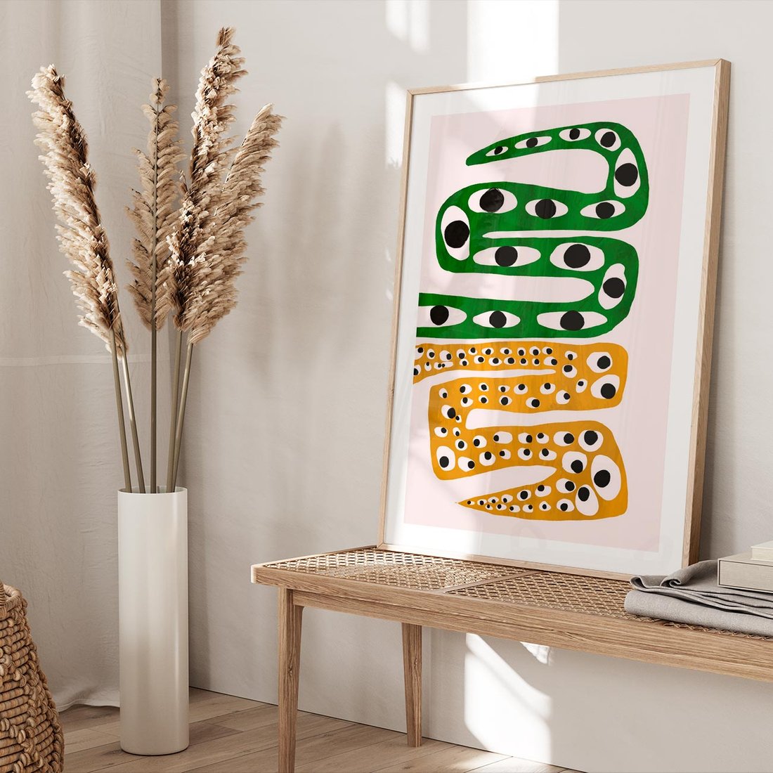 Plakat w ramie 50x70 - Mroczne Wypaczenia - abstrakcyjny obraz, dziwne kształty - rama drewno