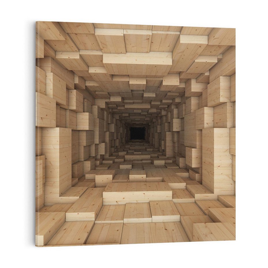 Obraz na płótnie 60x60 - Abstrakcyjny 3D tunel: Podróż w głębię - 3D, tunel