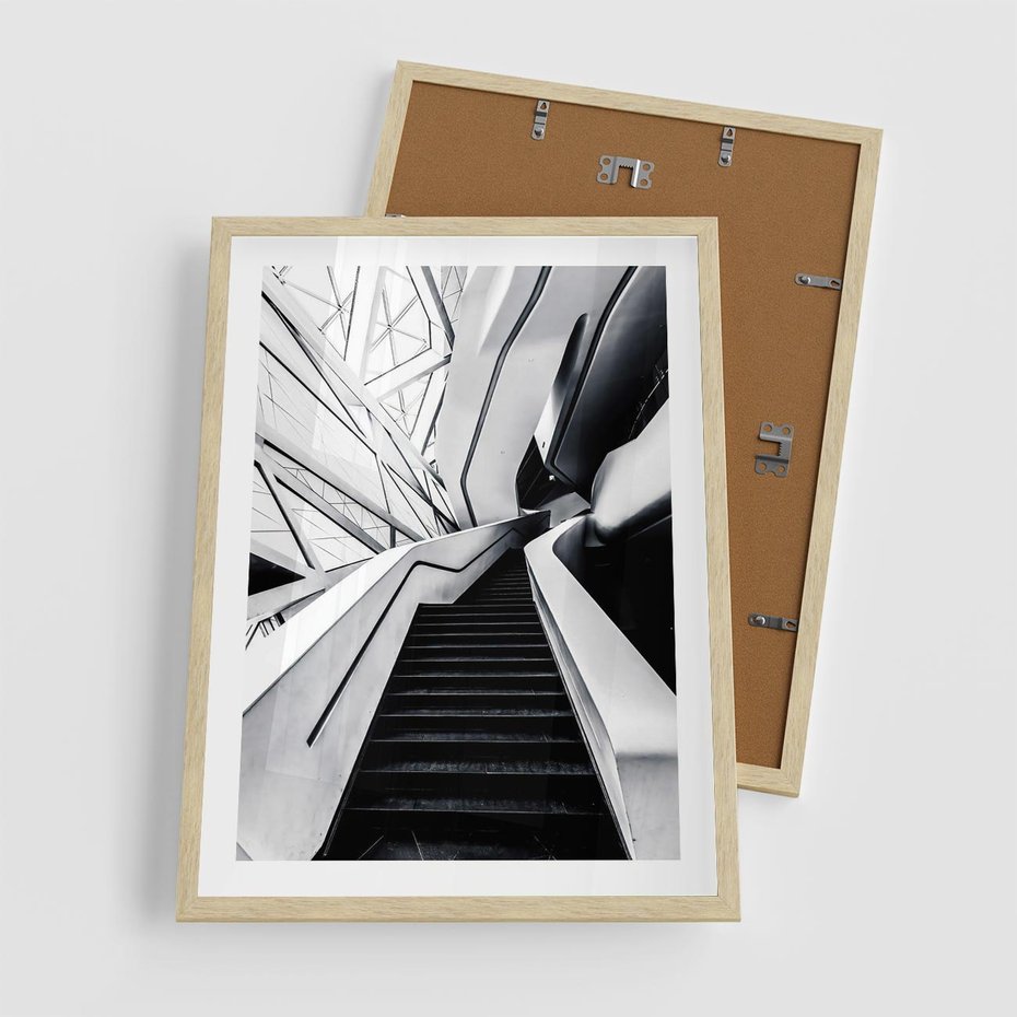 Plakat w ramie 50x70 - Współczesne Kształty - architektura, nowoczesne formy - rama drewno