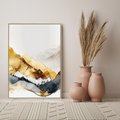 Obraz w ramie 50x70 - Złote Góry - akwarela, graficzne góry - rama drewno