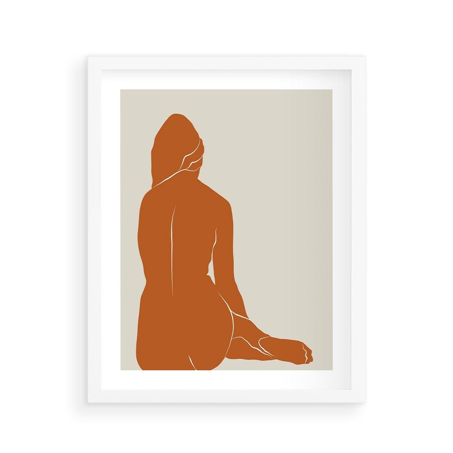 Plakat w ramie 40x50 - Kobieca Sylwetka w Stylu Modernistycznym - modernistyczny pakat, kobieca sylwetka - rama biała