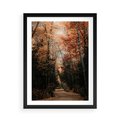 Plakat w ramie 50x70 - Drzewa w Czerwonych Liściach - las, jesienny las - rama czarna