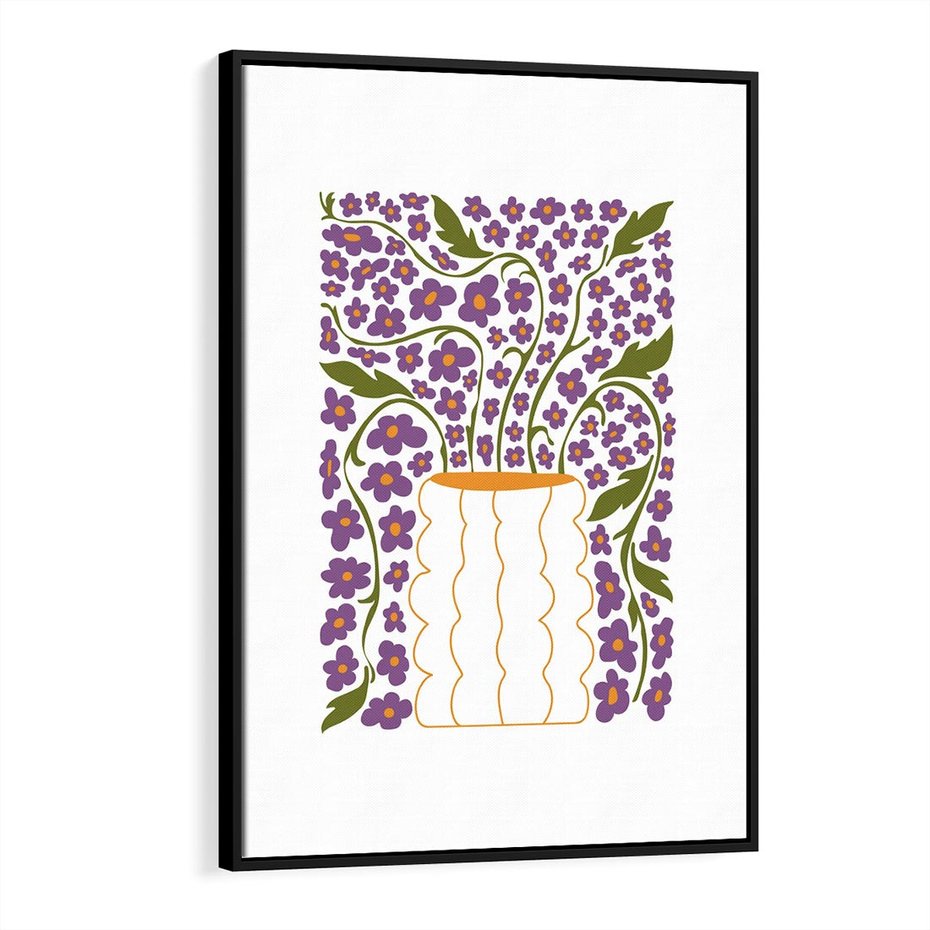 Obraz w ramie 50x70 - Witalność Kwiatów - kwiaty w wazonie, minimalistyczna kompozycja - rama czarna