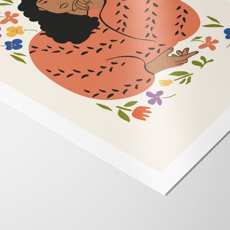 Plakat bez ramy 50x70 - Rozplątane Emocje - nowoczesny plakat, kobieta otoczona kwiatami