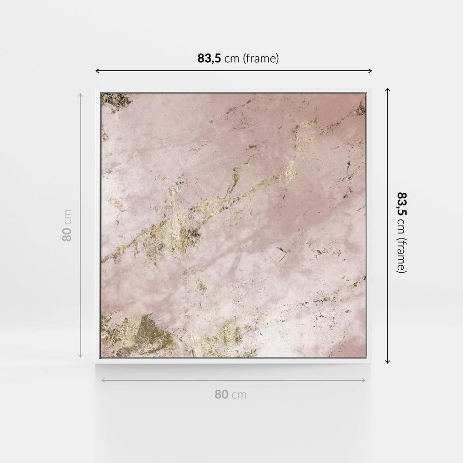Obraz w ramie 80x80 - Piękno w Szczegółach - marmur, złoto - rama biała