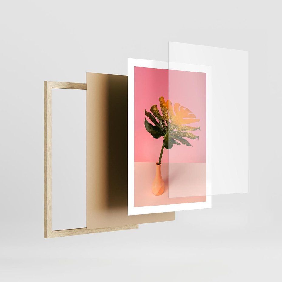 Plakat w ramie 50x70 - Egzotyczna monstera - monstera, liść - rama drewno