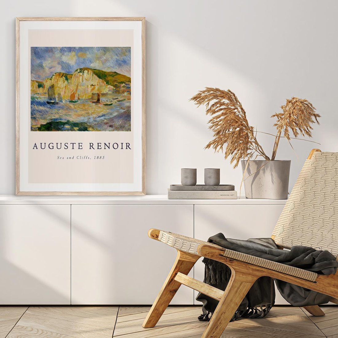 Plakat w ramie 30x40 - Plakat z Reprodukcją A. Renoira - Auguste Renoir, Morze i klify - rama drewno