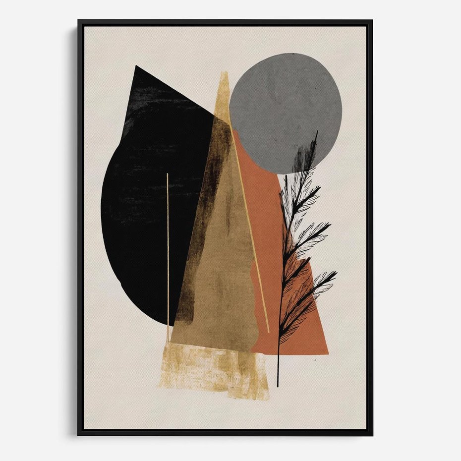 Obraz w ramie 70x100 - Wibracje Barw Ziemi - abstrakcyjny obraz, dziwne formy - rama czarna