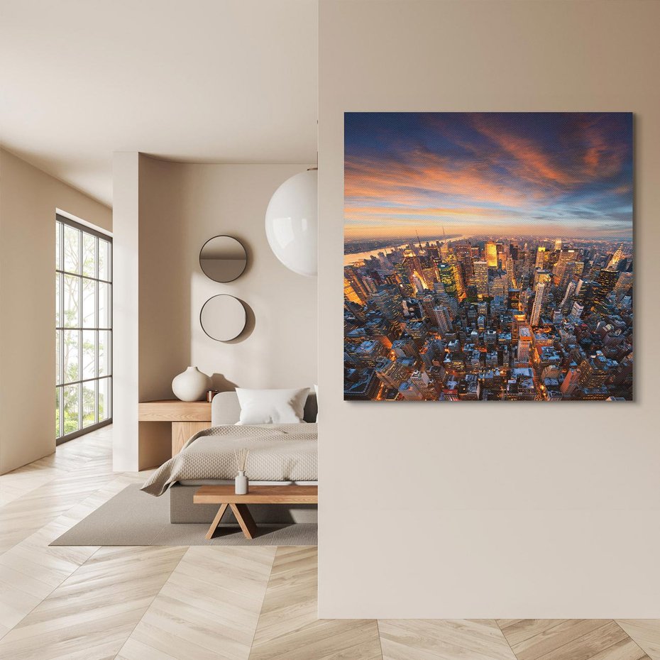 Obraz na płótnie 80x80 - Miasto wieżowców w perspektywie - miasto, wieżowce