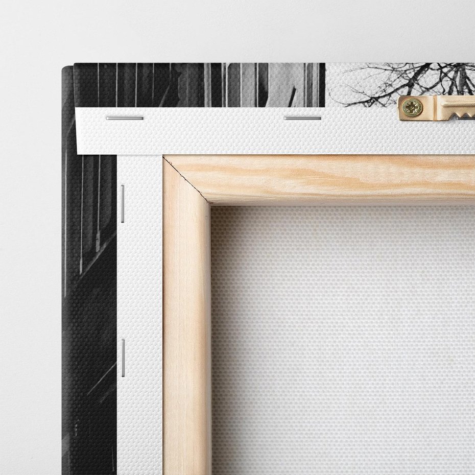 Obraz na płótnie 50x70 - Ukryta Uliczka - czarno białe zdjęcie, schody