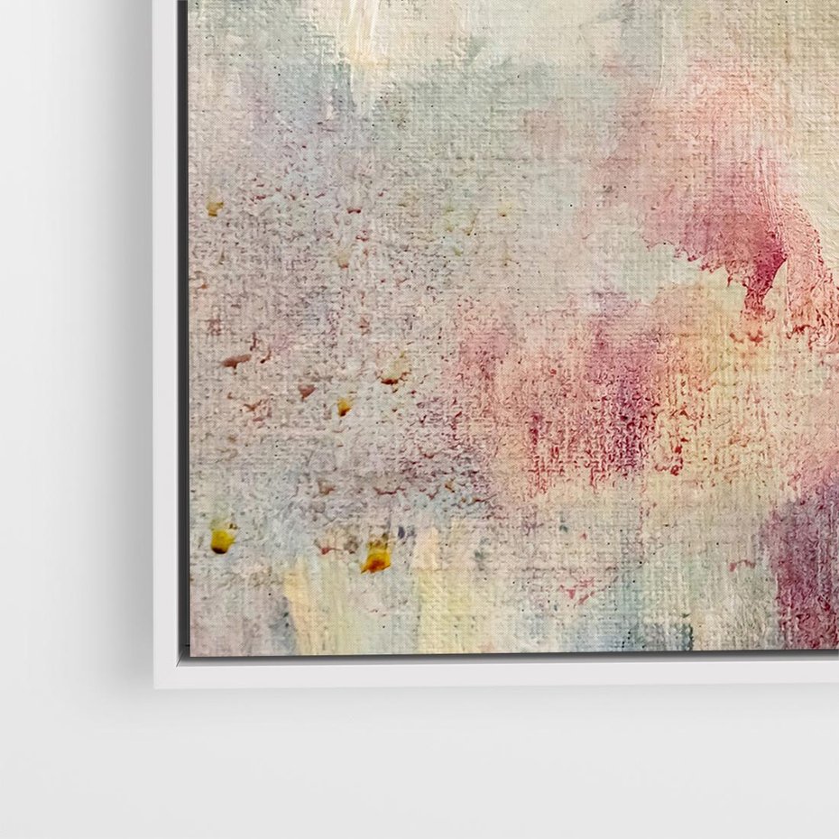 Obraz w ramie 50x50 - Miękka Melodia Pasteli - olejne płótno, pastelowe kolory - rama biała