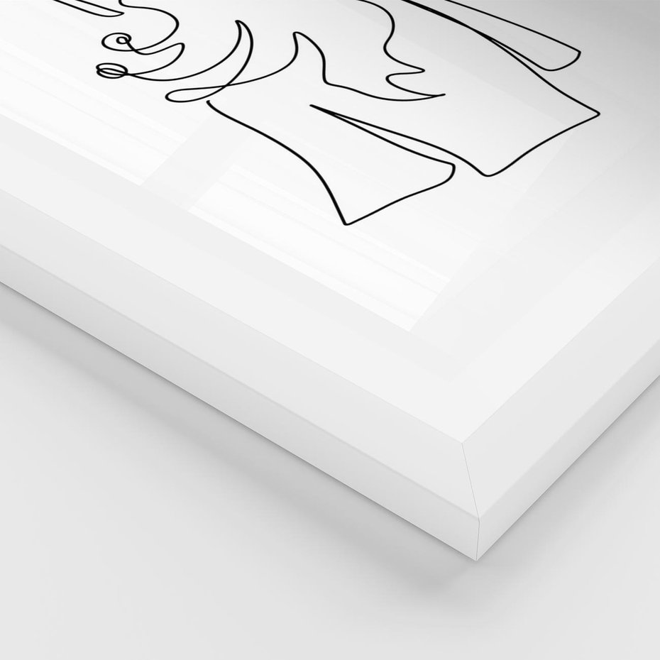 Plakat w ramie 30x40 - Zaklęte Linie - szkic kobiety, jedną linia - rama biała