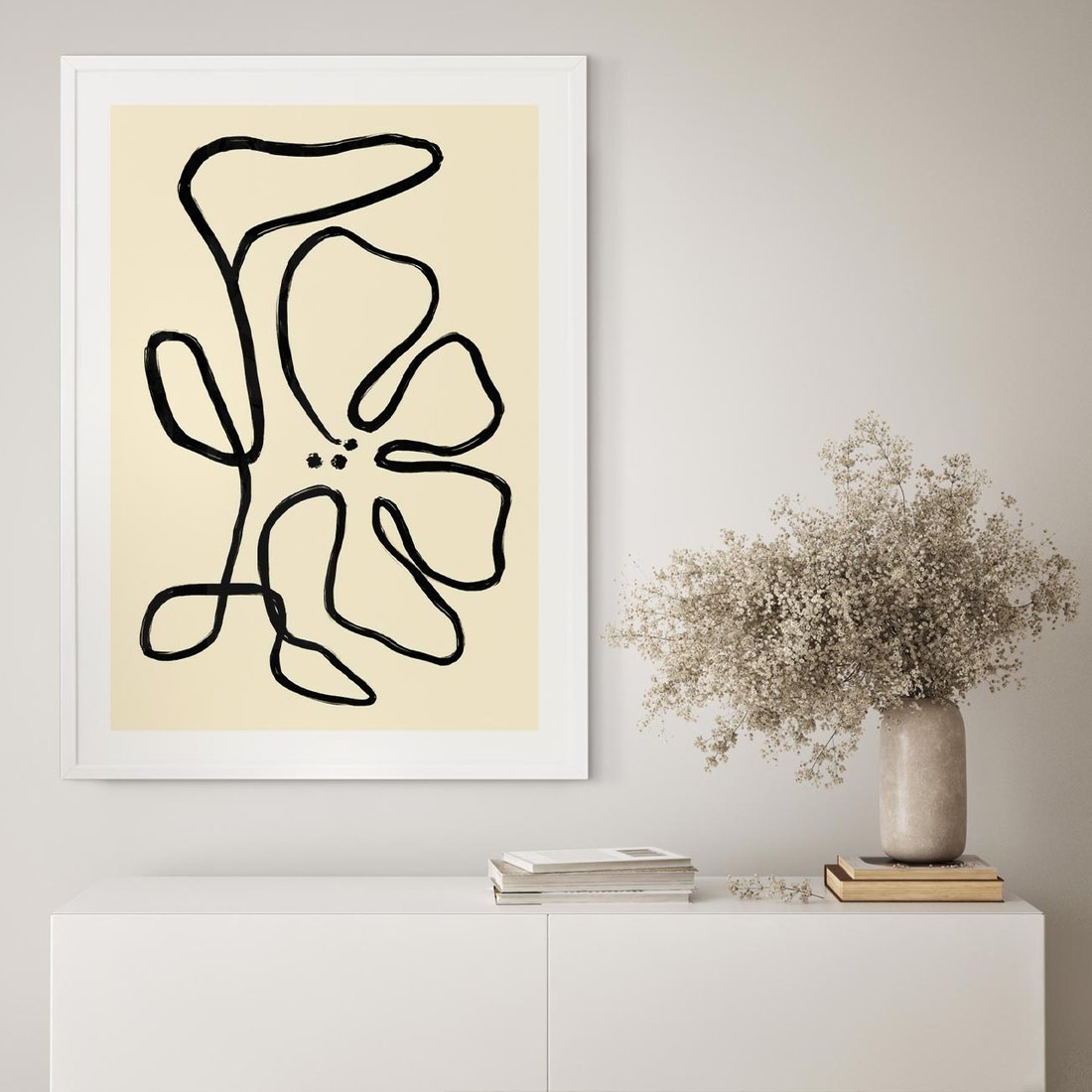 Plakat w ramie 30x40 - Zaklęte Aberracje - abstrakcyjna sztuka, przypominająca kwiat - rama biała