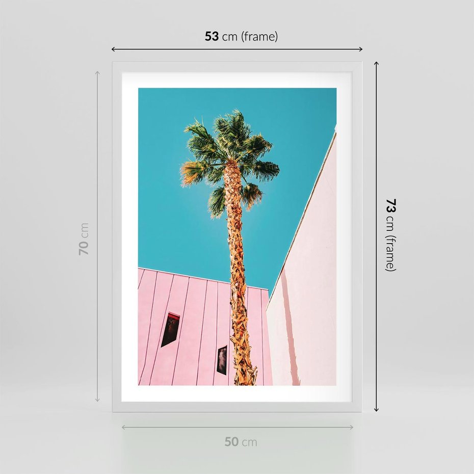 Plakat w ramie 50x70 - Palma w Miami - palma, miami - rama biała