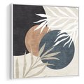 Obraz w ramie 50x50 - Symfonia skradzionych chwil - cienie liści palmy, beżowe tłó - rama biała