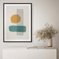 Plakat w ramie 50x70 - Wibracje Barw - abstrakcyjne akwarelowe plamy, nieregularne kreski - rama czarna