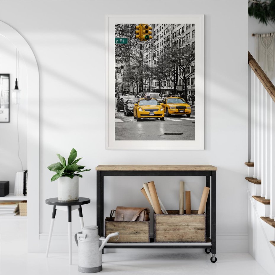 Plakat bez ramy 21x30 - Taksówki w Nowym Jorku - taksówki, Nowy Jork