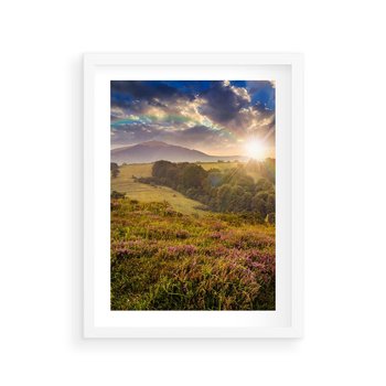 Plakat w ramie 30x40 - Pejzaż na łące - pejzaż, łąka - rama biała