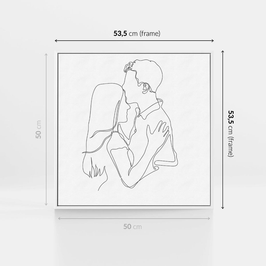 Obraz w ramie 50x50 - Bezgraniczne Przenikanie - para zakochanych, kobieta i mężczyzna - rama biała