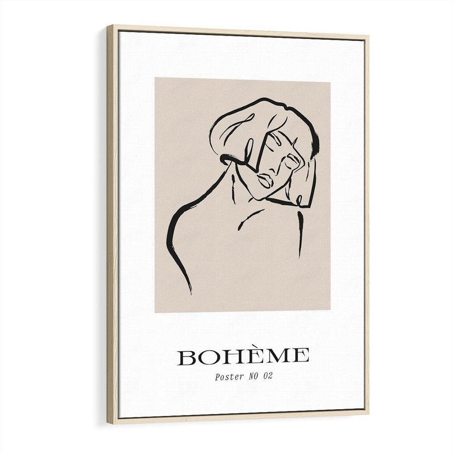 Obraz w ramie 80x120 - Echa Nieznanych Konturów - boho plakat, typografia - rama drewno