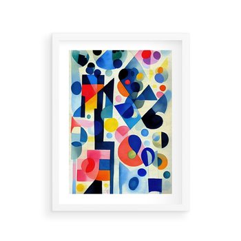 Plakat w ramie 30x40 - Księga Akwarelowych Przeniknięć - abstrakcyjny obraz, różne kolorowe kształty - rama biała