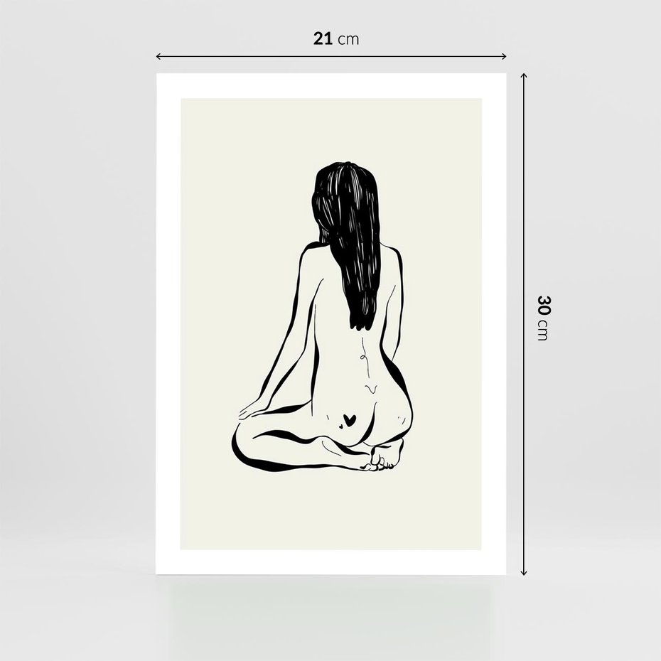 Plakat bez ramy 21x30 - Minimalistyczna Piękność: Kobieta w Sztuce - grafika minimalizm, rysunek kobiety