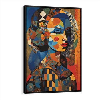 Obraz w ramie 50x70 - Impresje Cichego Szeptu - abstrakcyjny obraz, portret kobiety - rama czarna