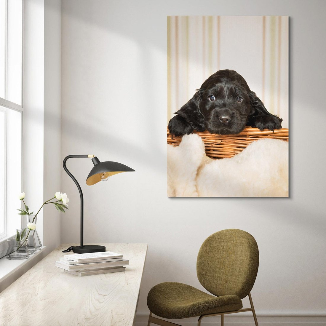 Obraz na płótnie 70x100 - Uroczy szczeniak w akcji - piesek, szczeniak