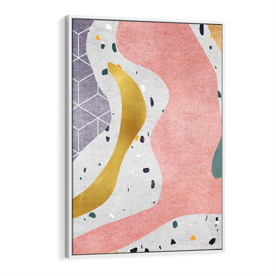 Obraz w ramie 50x70 - Eklektyczny Mix - kolaż, pastelowe abstrakcyjne plamy - rama biała