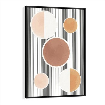 Obraz w ramie 70x100 - Rozplątane Granice - abstrakacyjna nowoczesna sztuka, koła okręgi - rama czarna