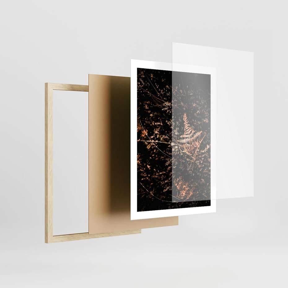 Plakat w ramie 50x70 - Jesienna Melodia - suche trawy, paprocie - rama drewno