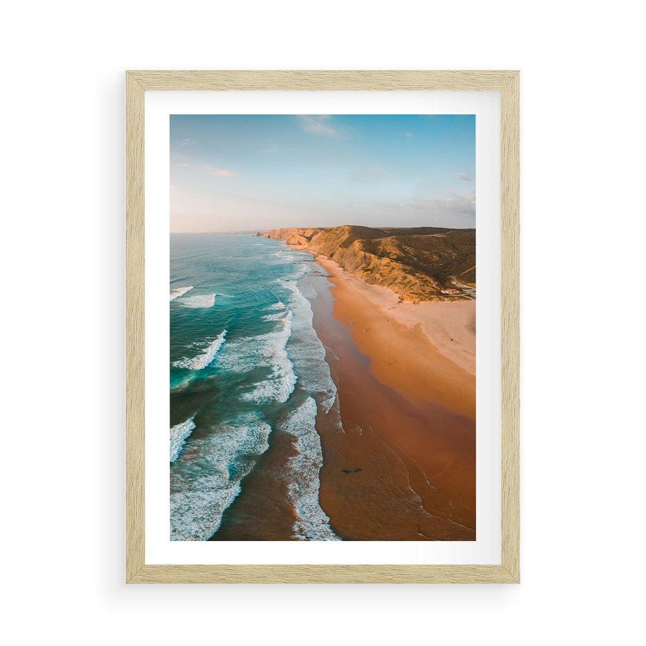 Plakat w ramie 50x70 - Z Lotu Ptaka - fotografia, plaża - rama drewno