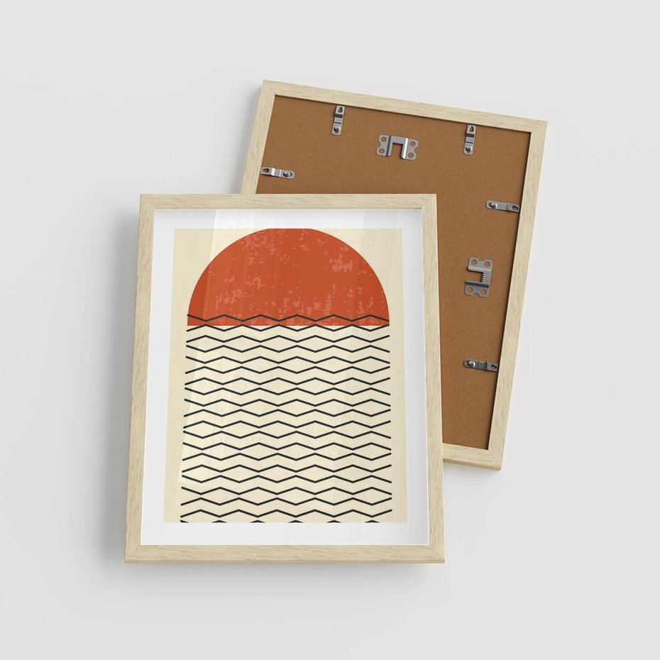 Plakat w ramie 40x50 - Abstrakcyjne Wzory na Plakacie - geometryczna sztuka, nowoczesny plakat - rama drewno