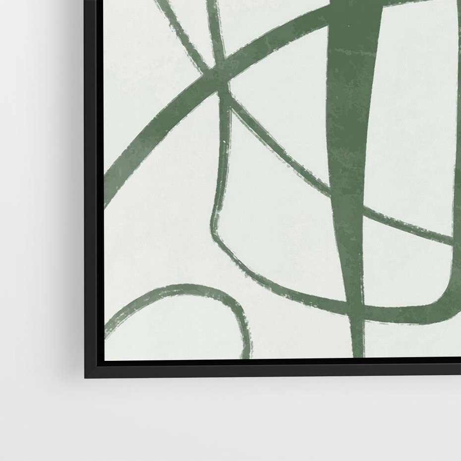 Obraz w ramie 50x50 - Zielony Spokój - zielona abstrakcja, spokojny plakat - rama czarna