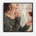 Obraz w ramie 50x50 - Esencja - kobieta wino obraz impresonizm olej na płótnie - rama czarna