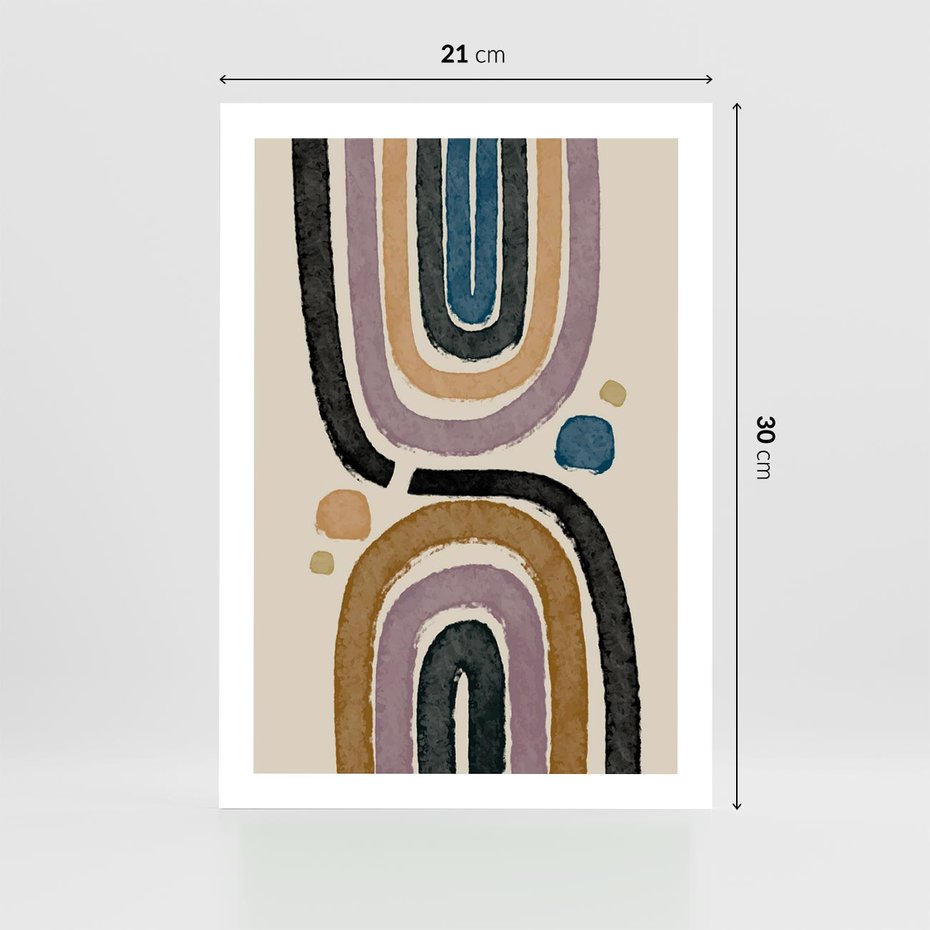 Plakat bez ramy 21x30 - Taniec Przenikających Kształtów - abstrakcyjne tęcze, kompozycja