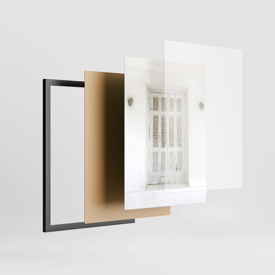 Zestaw obrazy w ramie 40x50 galeria - Turkus, Grecja, schody, okiennice - rama czarna