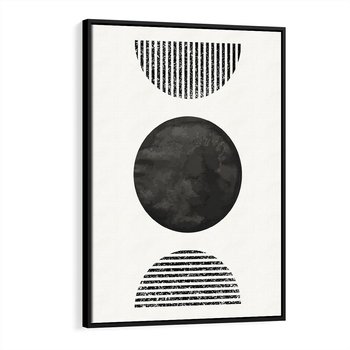 Obraz w ramie 50x70 - Tajemnicza Kompozycja - abstrakcyjne czarno białe formy, minimalizm - rama czarna
