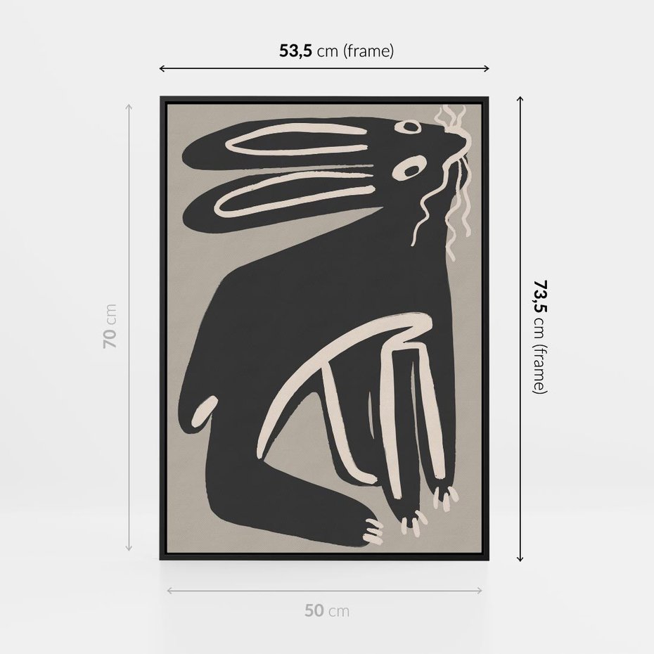Obraz w ramie 50x70 - Konturujące Struktury - skandynawska sztuka, królik - rama czarna