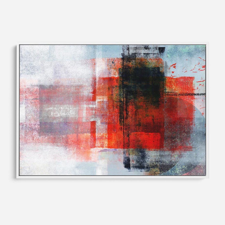 Obraz w ramie 120x80 - Burza Emocji - wyrazista abstrakcyjna sztuka, dramatyzm - rama biała