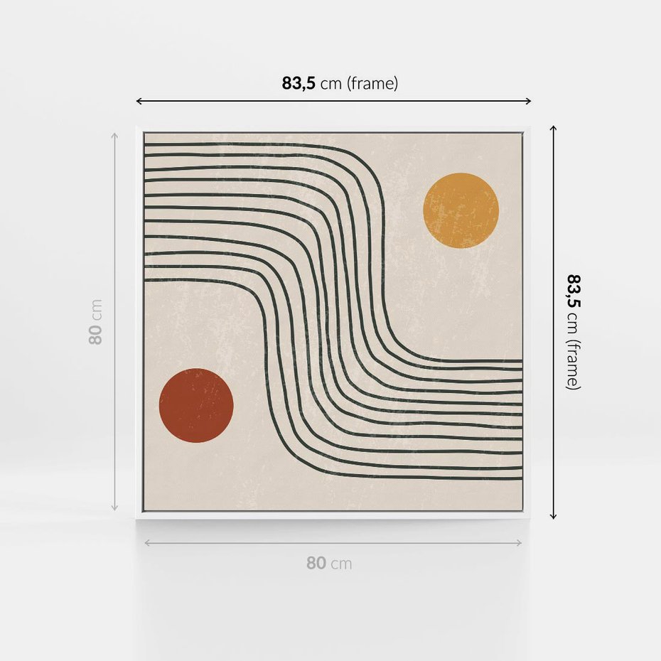 Obraz w ramie 80x80 - Czysta Refleksja - abstrakcyjna sztuka, boho kształty - rama biała