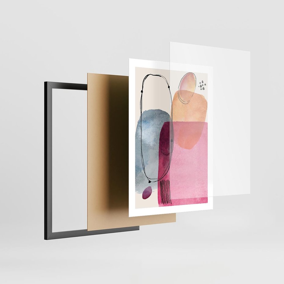 Plakat w ramie 50x70 - Kolorowe Pastelowe Spektrum - kolorowe pastelowe plamy, rozmyte żywe kolory - rama czarna