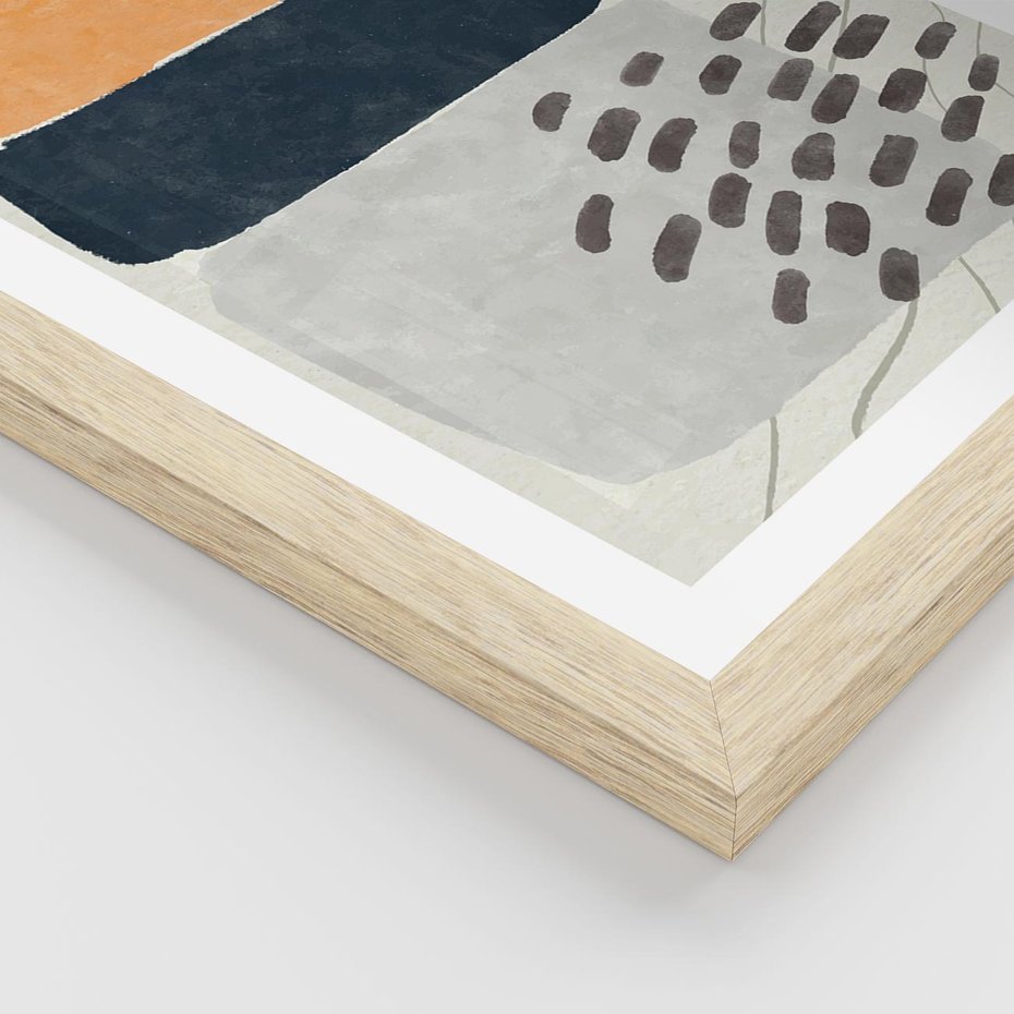 Plakat w ramie 30x40 - Impulsy Podróżnych Marzeń - geometryczne elementy, stonowane kolory - rama drewno