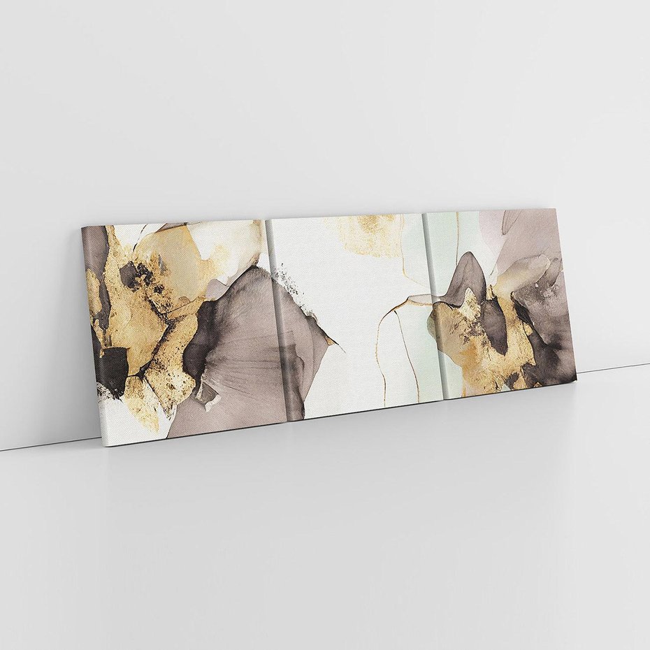 Obraz na płótnie 120x40 - Nowoczesne Elegancje - akwarela, złote linie i plamy